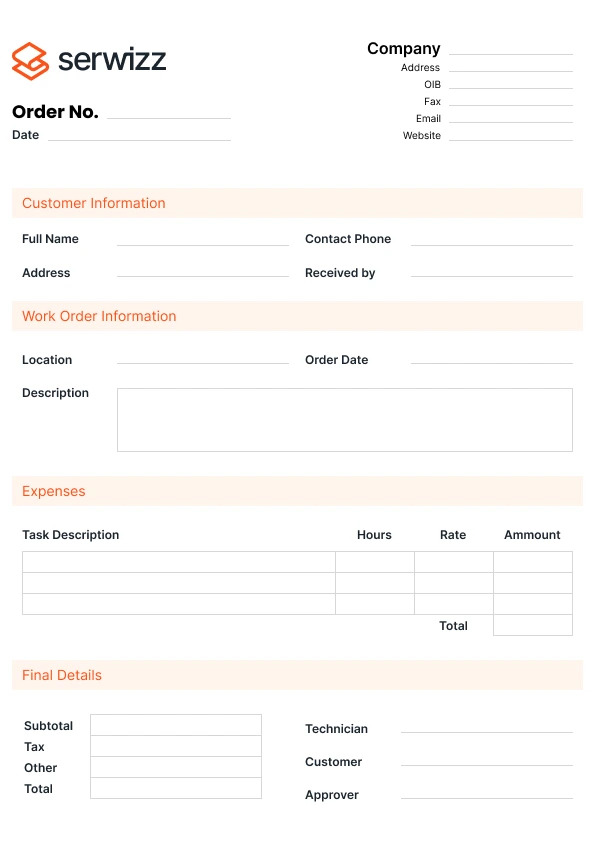 Work Order Template